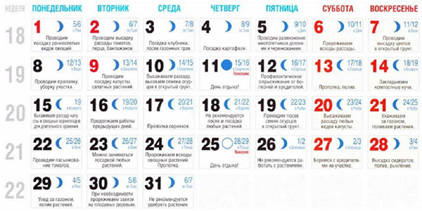 Ayın 2017 için Ay Tohum Takvimi