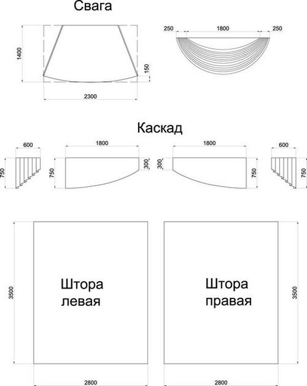 Svagami'nin kendi elleriyle perdeleri - fotoğraflar ve desenler