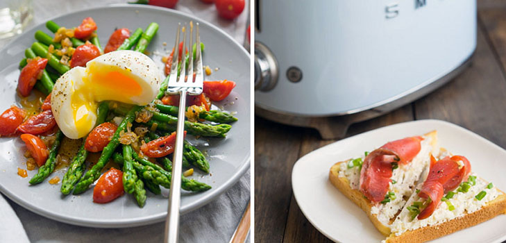 Yazın bir öğle yemeği fikri: somon ve sıcak kuşkonmaz salatası ile tost
