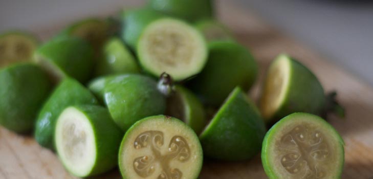 Feijoa'dan sıkışma, bir fotoğraftan oluşan bir reçete